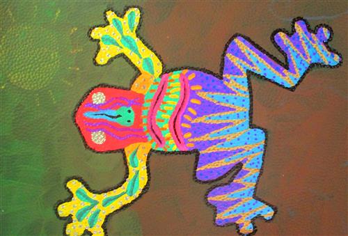 Neon chalk drawing of a tree frog